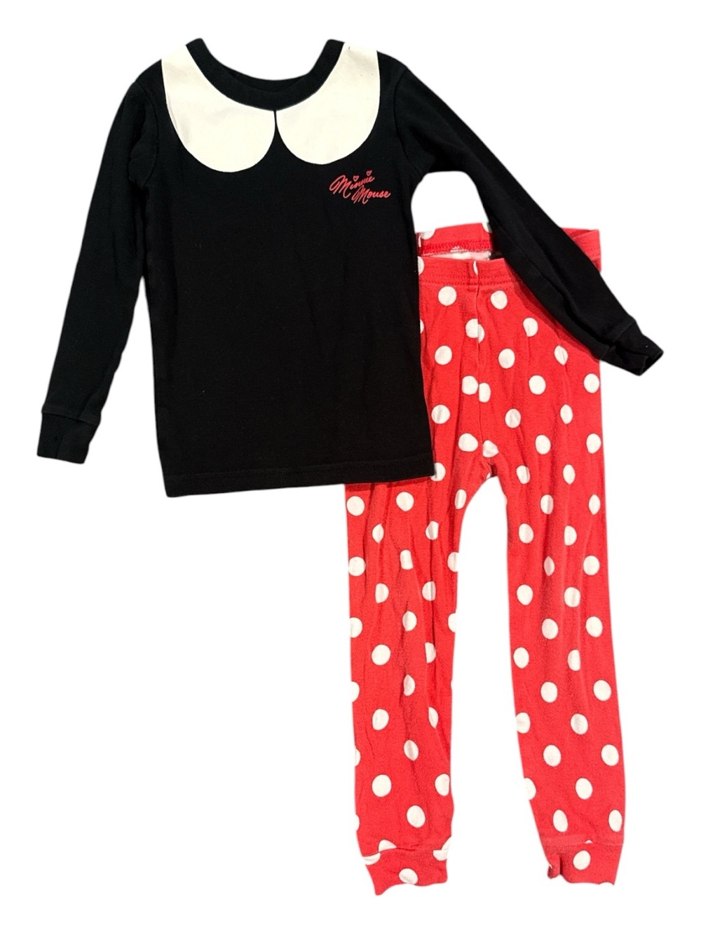 GAP Disney Toddler Minnie Mouse Black/Red Cotton Long Sleeve Pajamas Size 3T
